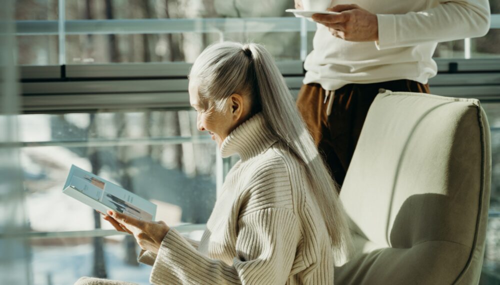 elderly couple in home