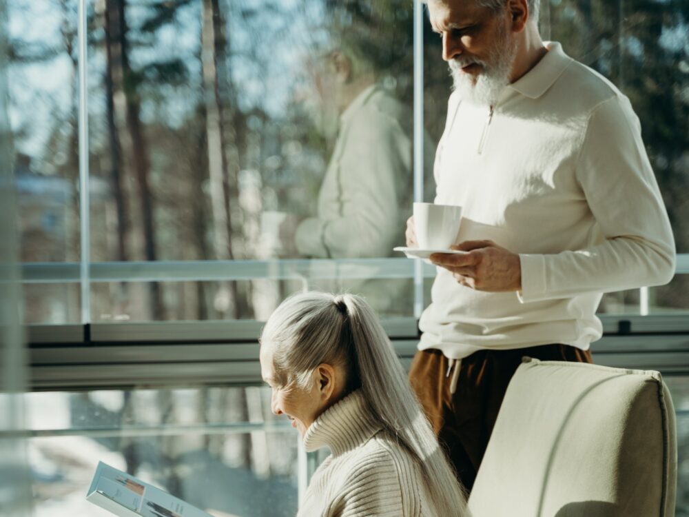 elderly couple in home