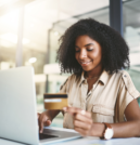 Happy employee on their laptop