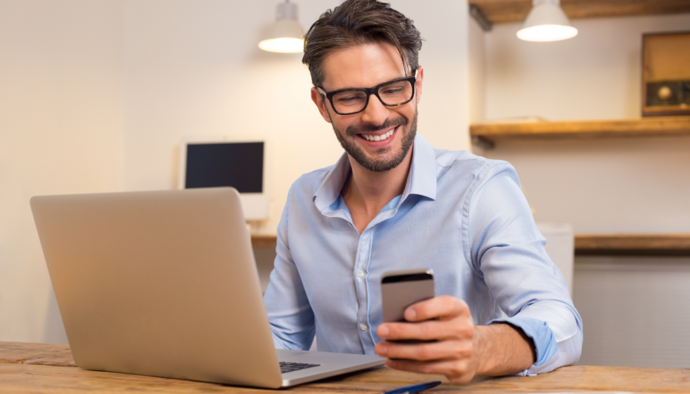 happy man after securing a mortgage