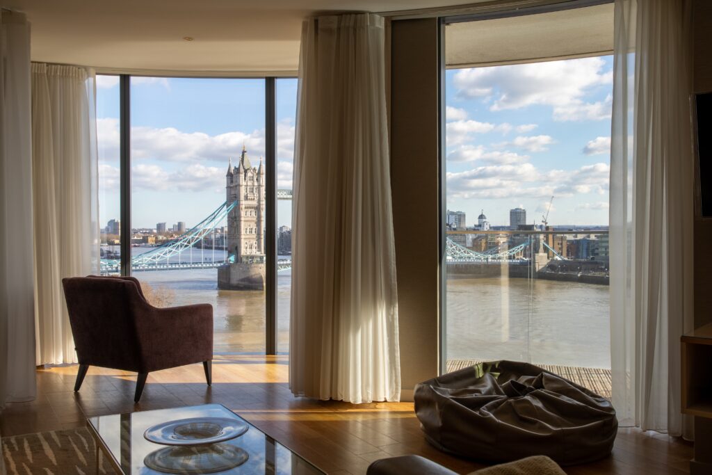 london home overlooking Tower Bridge and the River Thames