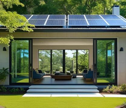 AI-generated image of a self-build modern sustainable home